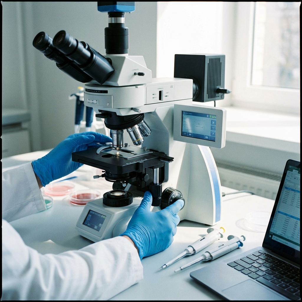 Laboratorio moderno con equipos de análisis